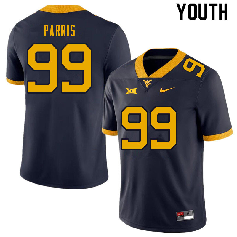 NCAA Youth Kaulin Parris West Virginia Mountaineers Navy #99 Nike Stitched Football College Authentic Jersey DR23B10MP